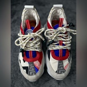 VERSACE Chain Reaction White/Red Sneakers Size 38 Almost new